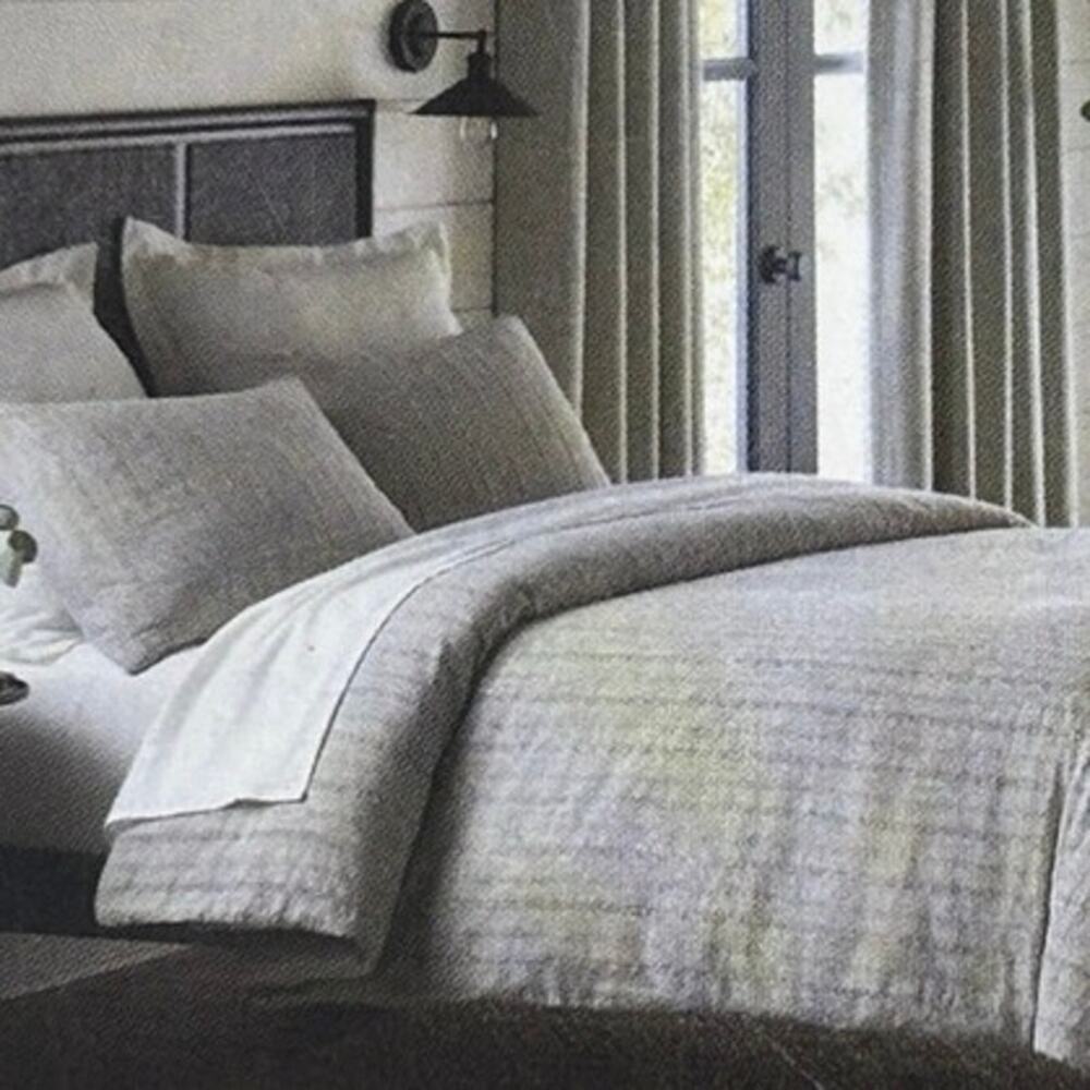 Hearth & Hand Magnolia Textured Stipe Loop F/Q Duvet Cover Set Gray new #92726